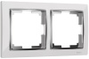 Рамка на 2 поста Werkel WL03-Frame-02-white Snabb (белый/серебро)