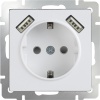Розетка Евро со шторками и USB WL01-SKGS-USBx2-IP20 Werkel белая