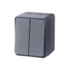 Выключатель 2 клав. накладной AtlasDesign PROFI IP54 АНТРАЦИТ ATN544051