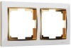 Рамка на 2 поста Werkel WL03-Frame-02-white-GD Snabb (белый/золото)