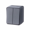 Выключатель 2 клав. накладной AtlasDesign PROFI IP54 АНТРАЦИТ ATN544051