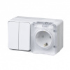 Блок Выключ 2кл+Роз з/к со штор. AtlasDesign PROFI IP54 БЕЛЫЙ ATN540174